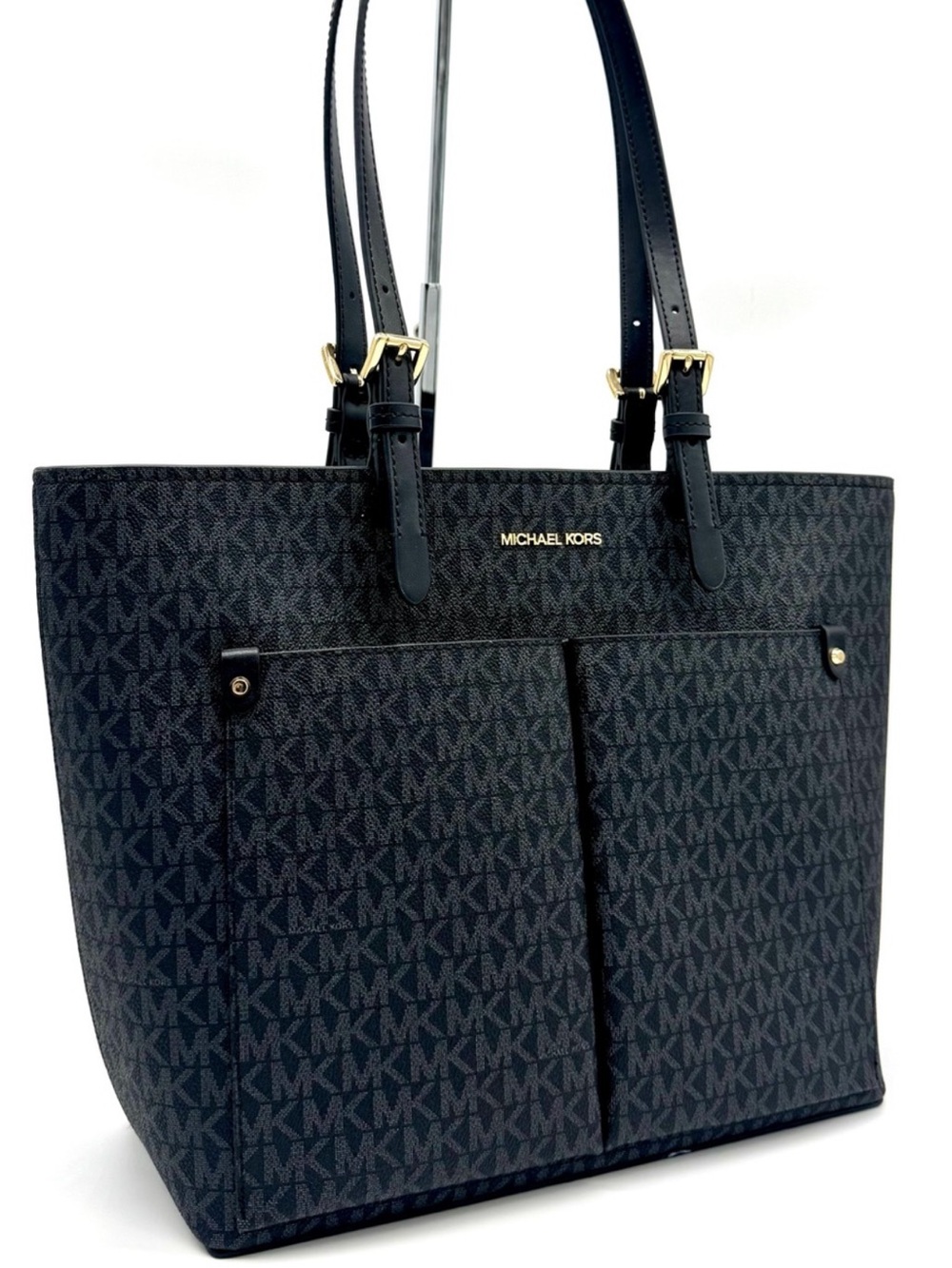 Michael Kors Jet Set Medium Pocket Tote Bag Black Multi